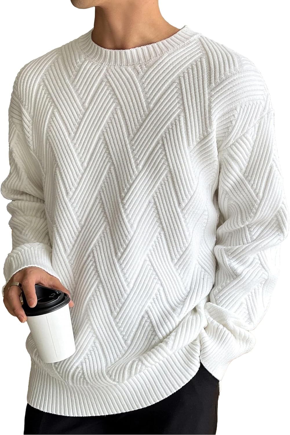 HOTake Men's Crewneck Sweaters for Casual Stylish Comfort