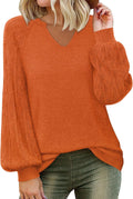 Womens Pullover Sweaters V Neck Loose Knit - Chunky Slouchy Fit