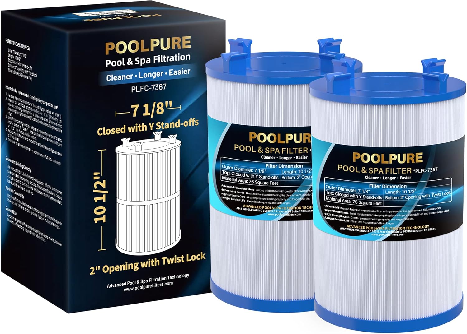 POOLPURE C-7367 Spa Filter Cartridge for 75 sqft Hot Tubs
