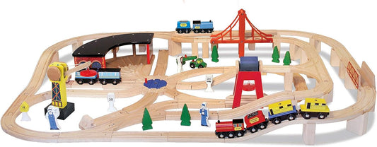 Melissa & Doug Wooden Railway Set with 130 Pieces for Kids
