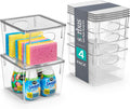 Clear Stackable Storage Bins with Lids - 4 Pack for Home Organization