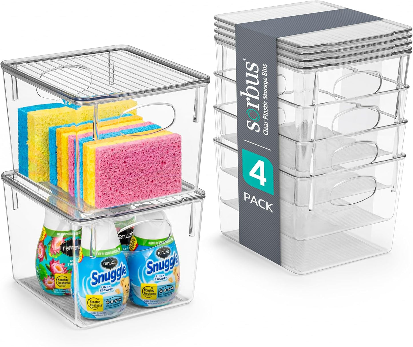 Sorbus Clear Plastic Storage Bins with Lids for Easy Organization