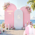Arch Backdrop Cover White Pink Double-Sided Spandex Arch Covers - 3PCS