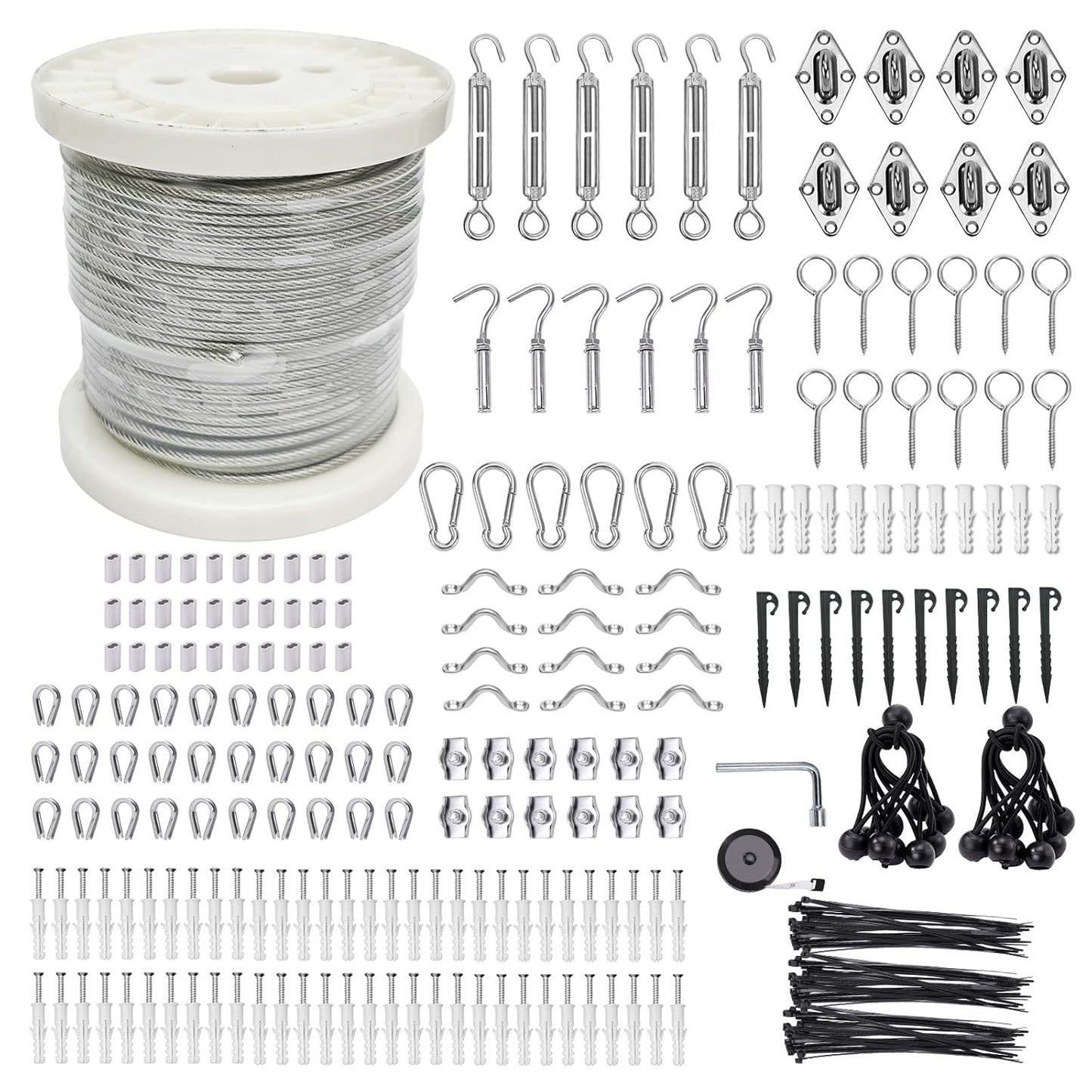 1/8 Wire Cable Rope Kit for Outdoor Use with Turnbuckles and More