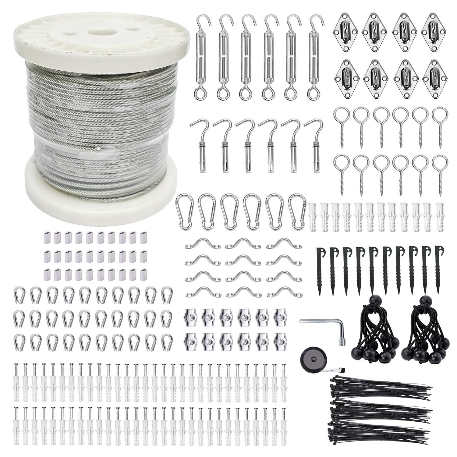 1/8 Wire Cable Rope Kit for Outdoor Use with Turnbuckles and More