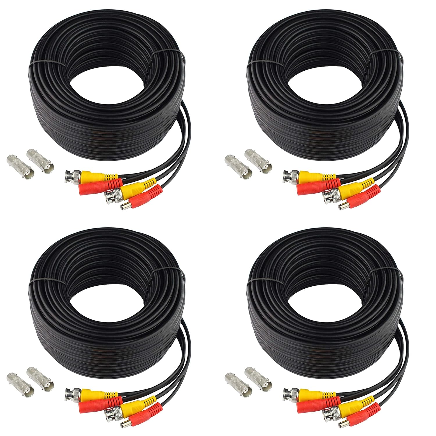 CCTV Security Camera BNC Cable Pack of 4, 100 feet Each