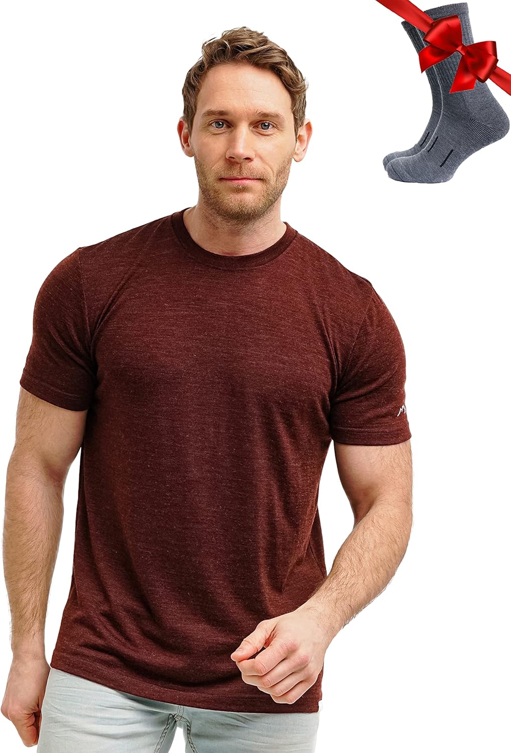 Merino Wool T-Shirt Mens - Comfortable Thermal Shirt & Socks