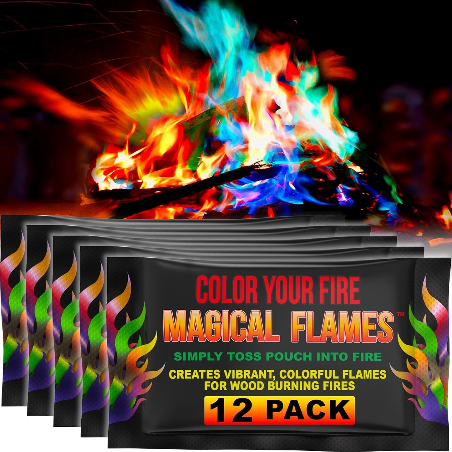 Vibrant Fire Pit Colors - 12 Magical Flames Packets