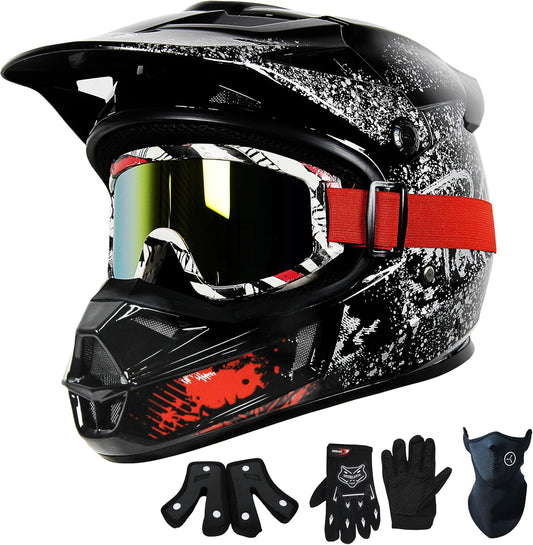 5Pc Kids Off-Road Helmet Set - Safety Guaranteed!