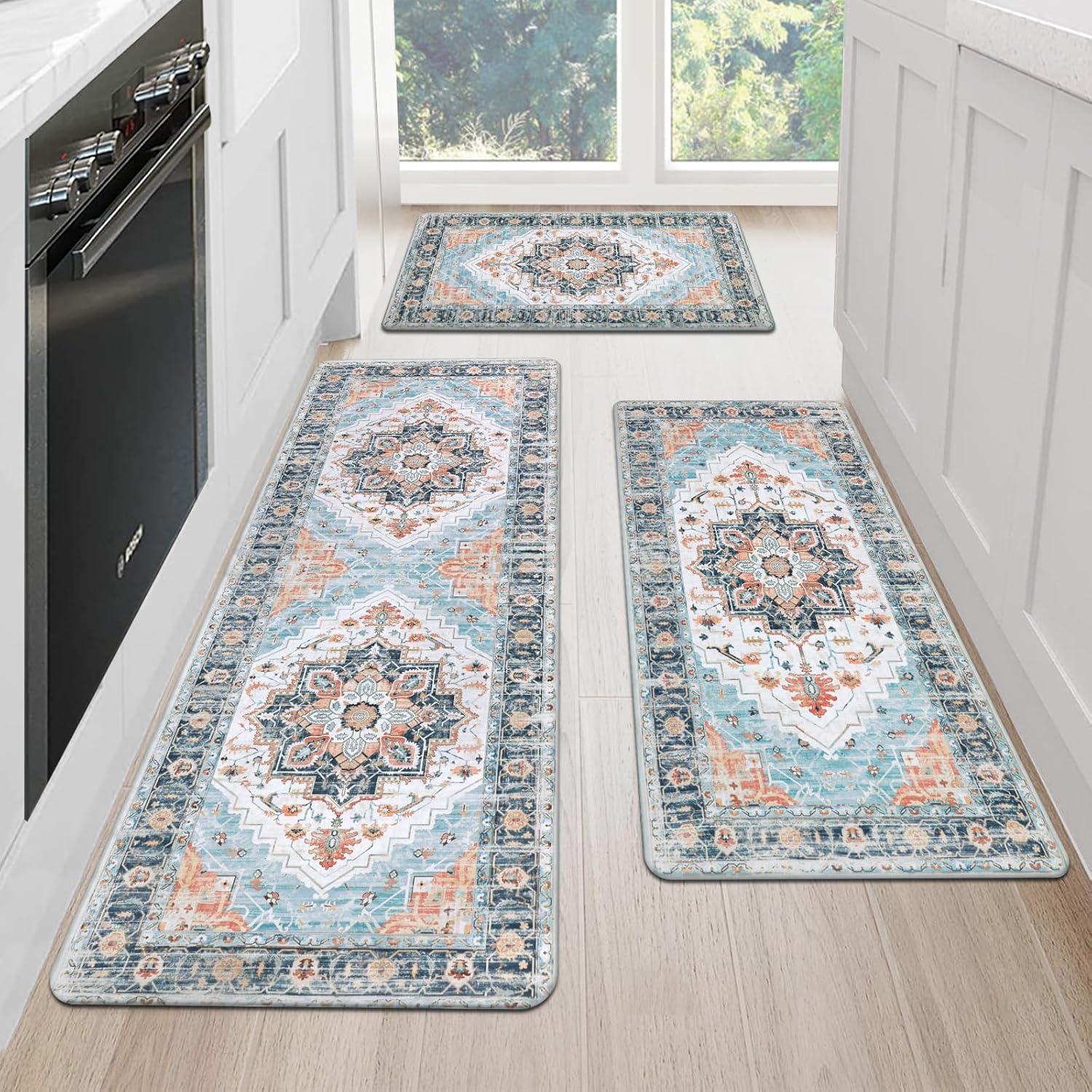 Cushioned Kitchen Rug Sets 3 Piece Anti Fatigue Mats for Comfort