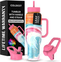 Coldest 46 oz Tumbler with Handle and Straw - Amethyst Leak Proof