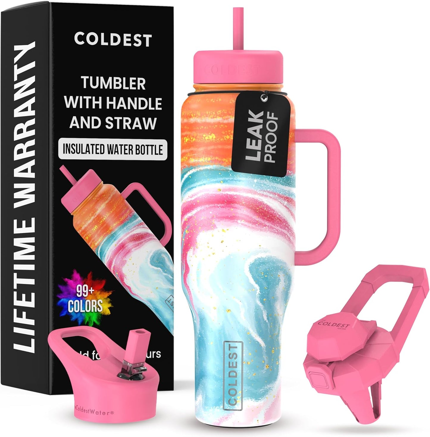 Coldest Tumbler with Handle and Straw - 100% Leak Proof Insulated