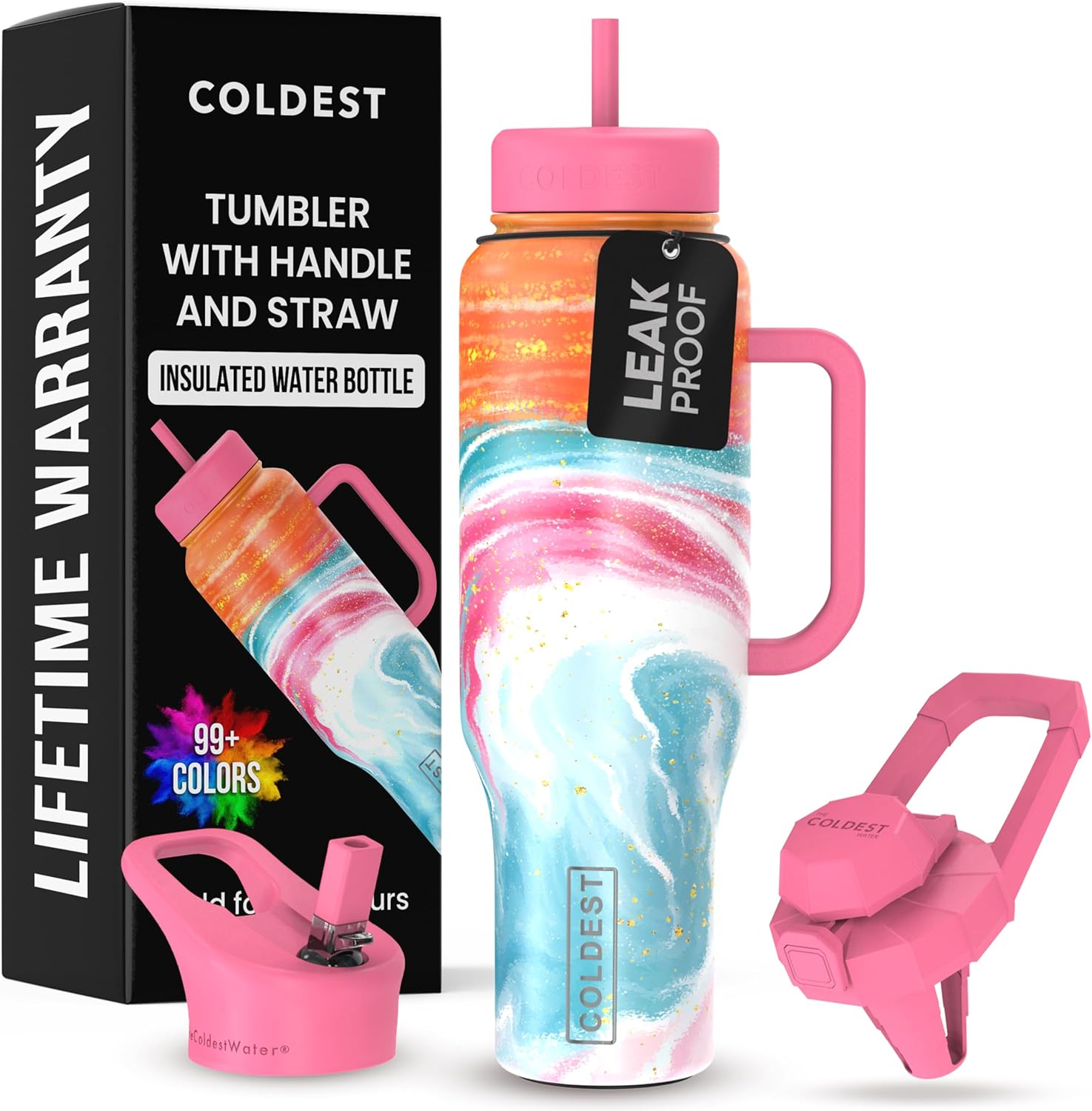 Coldest Tumbler with Handle and Straw - 100% Leak Proof Insulated