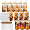 12 Pcs Christian Gift Bulk Glass Cups with Bamboo Lids and Straws