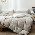 MooMee Washed Cotton Linen-Like Duvet Cover Set Twin - Soft