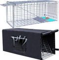 Live Animal Trap Cage with Cover 32 in - Calming Covered Cat & Small