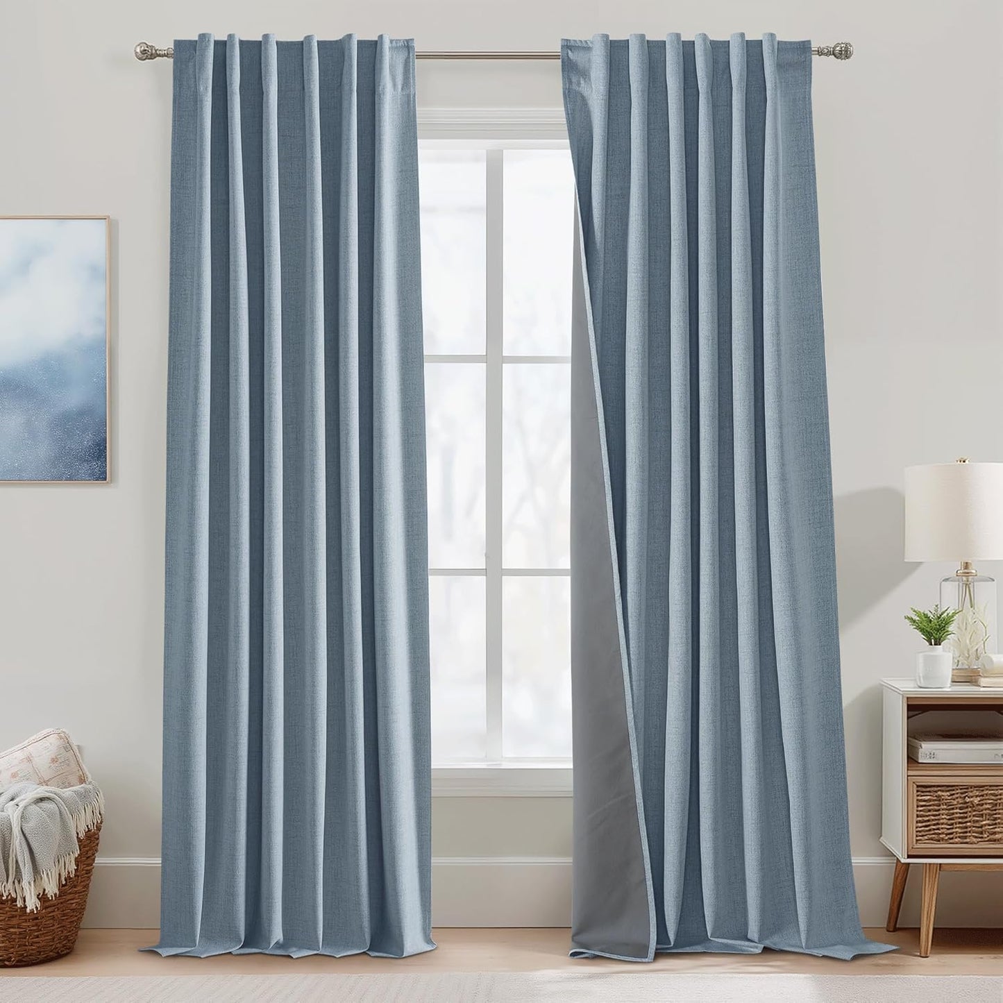 RYB HOME Linen Texture Blackout Curtains for Cozy Living Spaces
