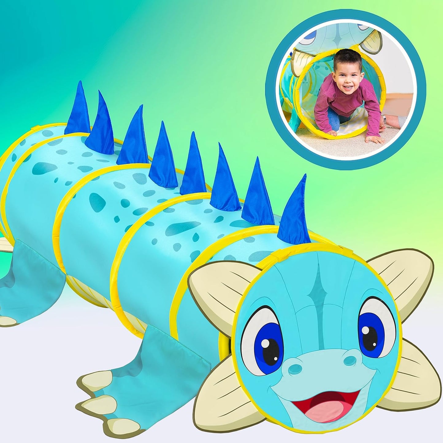 W&O Dash The Dinosaur Kids Tunnel: 5ft Hide n Seek Fun!