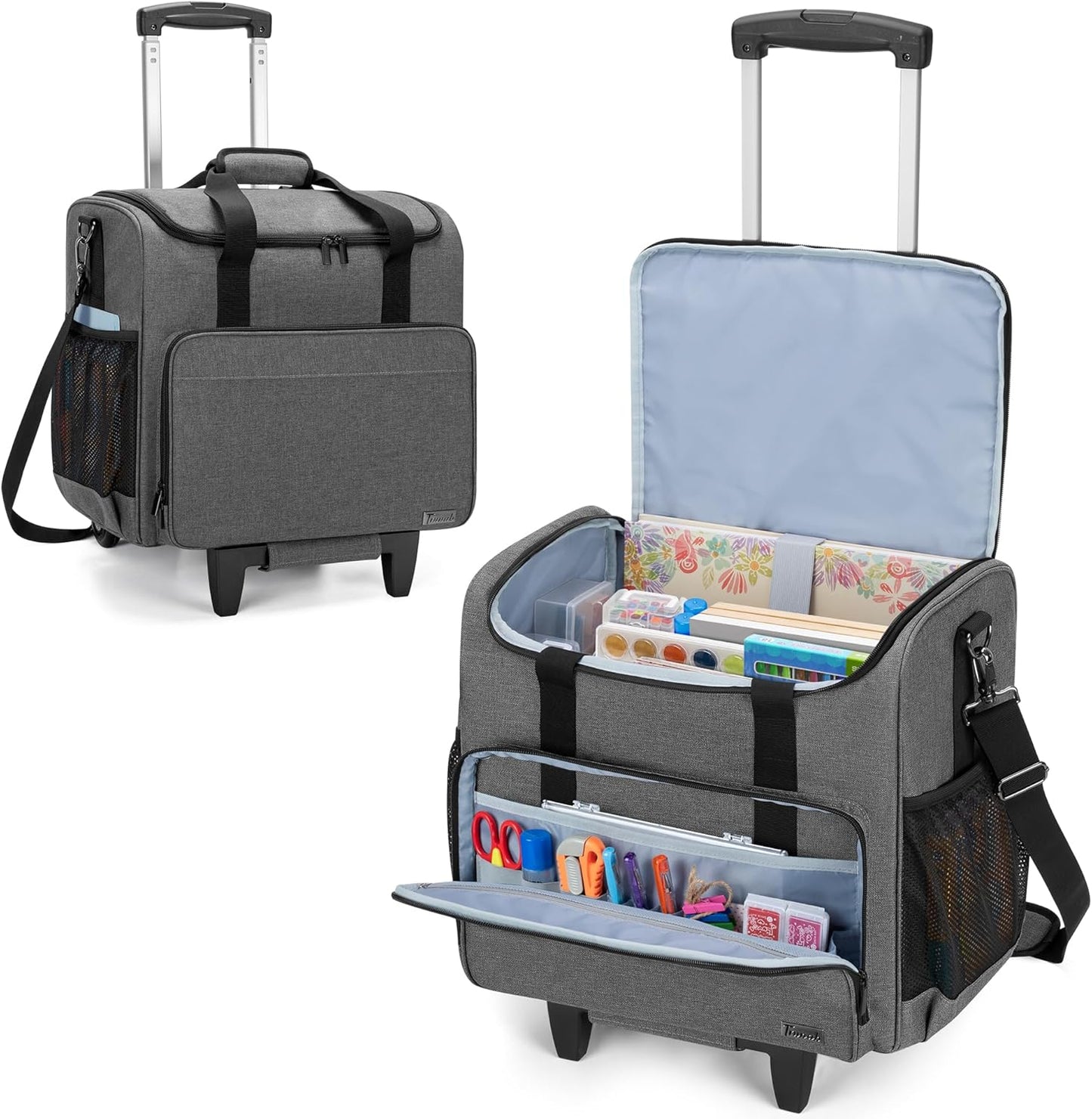 Trunab Rolling Scrapbook Tote Craft Organizer with Wheels