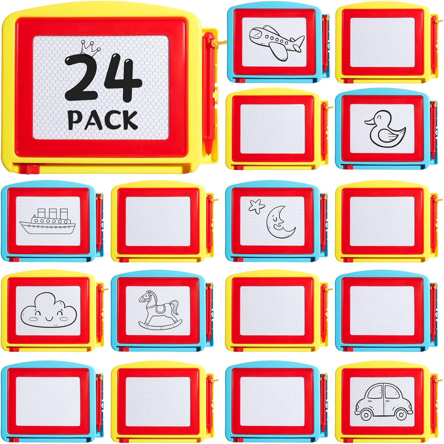24 Pack Mini Magnetic Drawing Board for Kids - Fun Sketch Toys