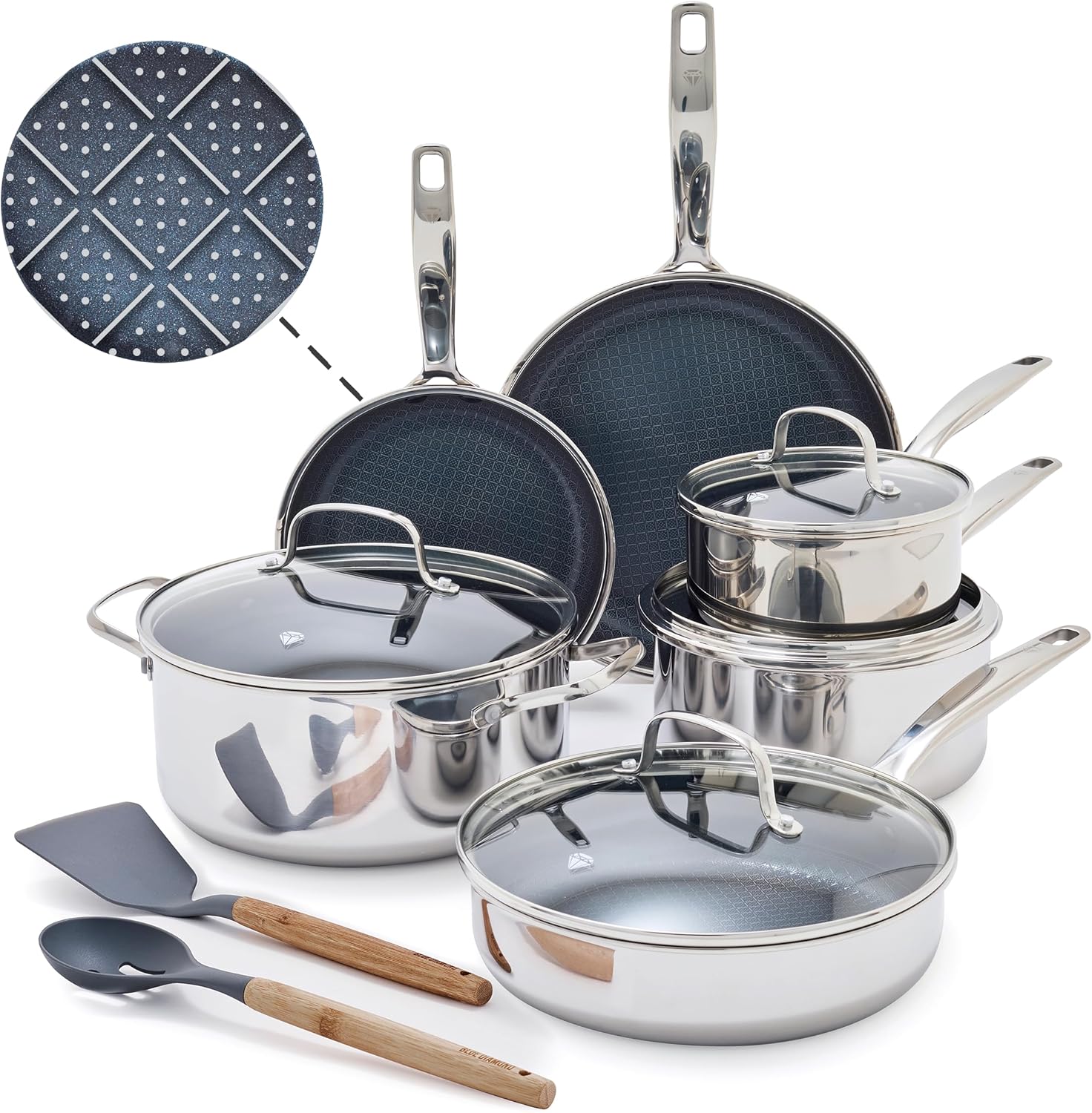 Blue Diamond Hybrid Nonstick Stainless Steel Cookware Set Review