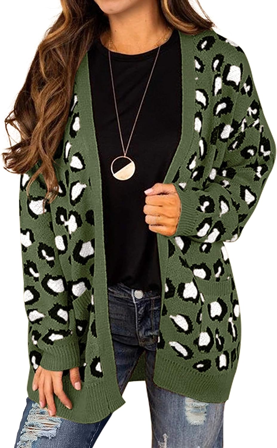 GRECERELLE Women's Long Sleeve Cable Knit Cardigan Sweater