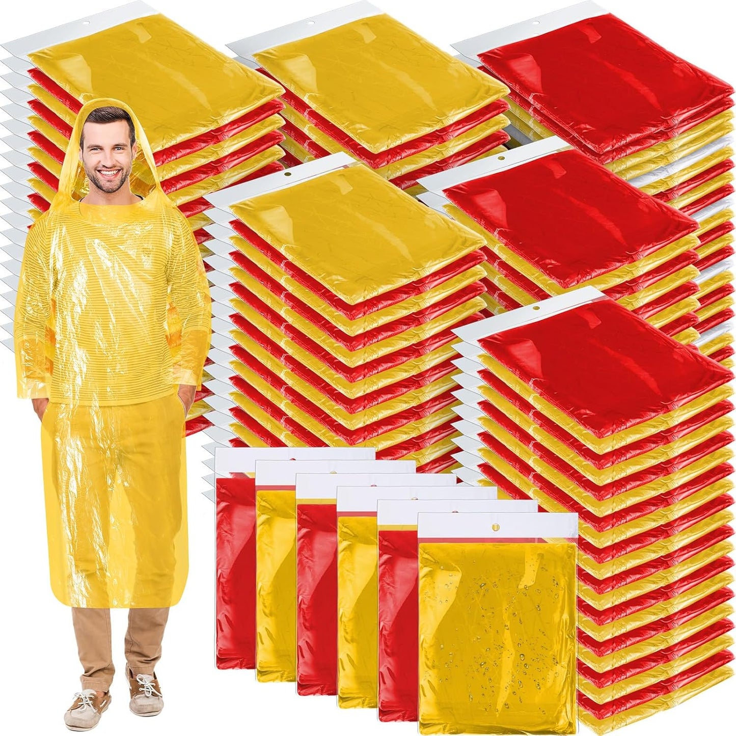 Handepo 150 Pack Disposable Rain Ponchos for Adults in Bulk