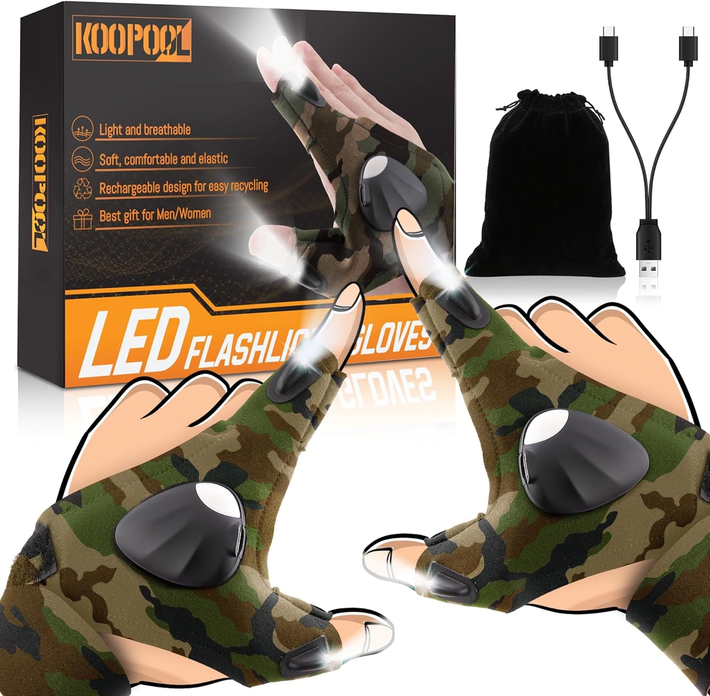LED Rechargeable Glove Lights - Bright Hands-Free Illumination