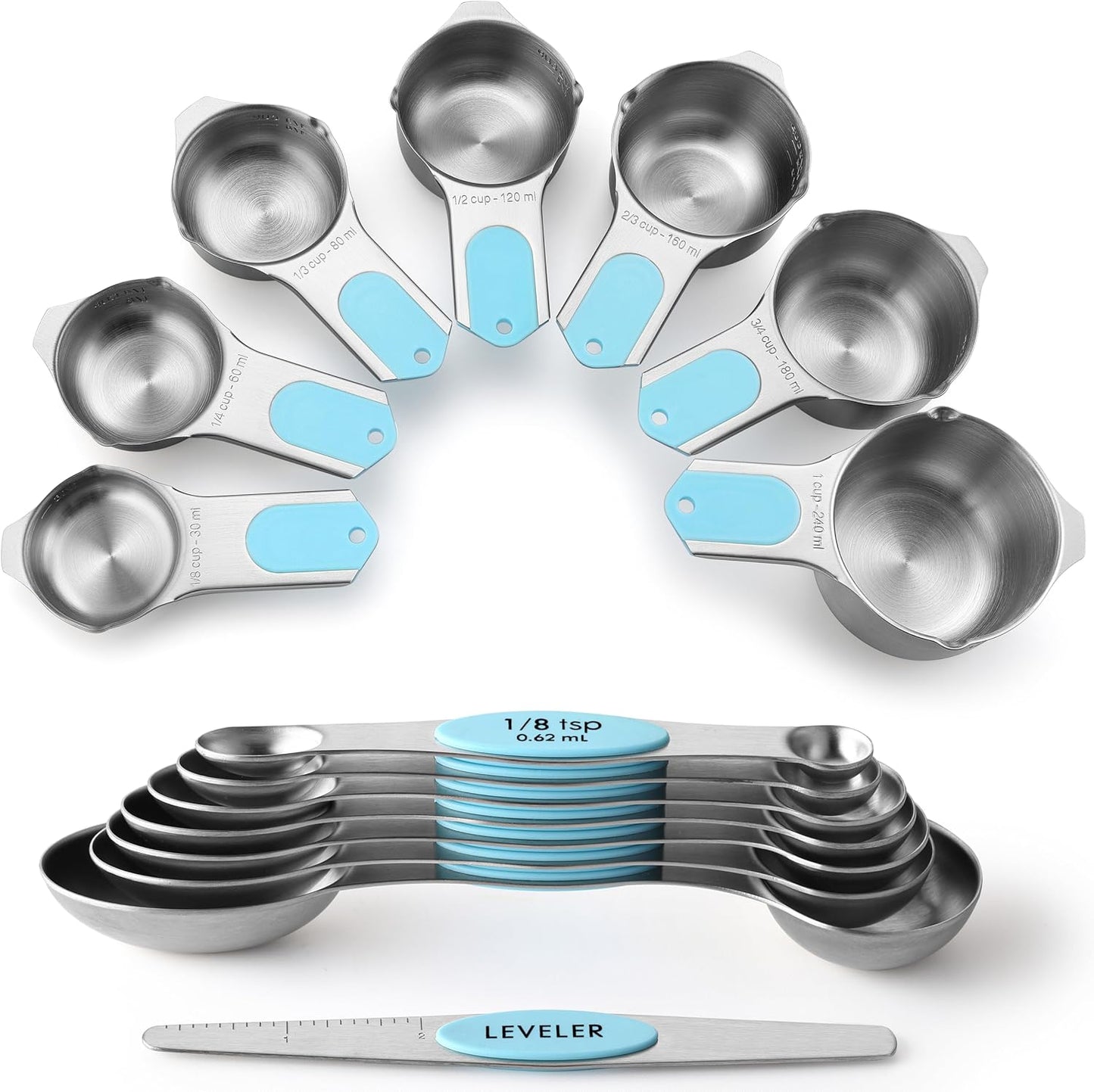 Magnetic Measuring Cups & Spoons Set for Cooking and Baking