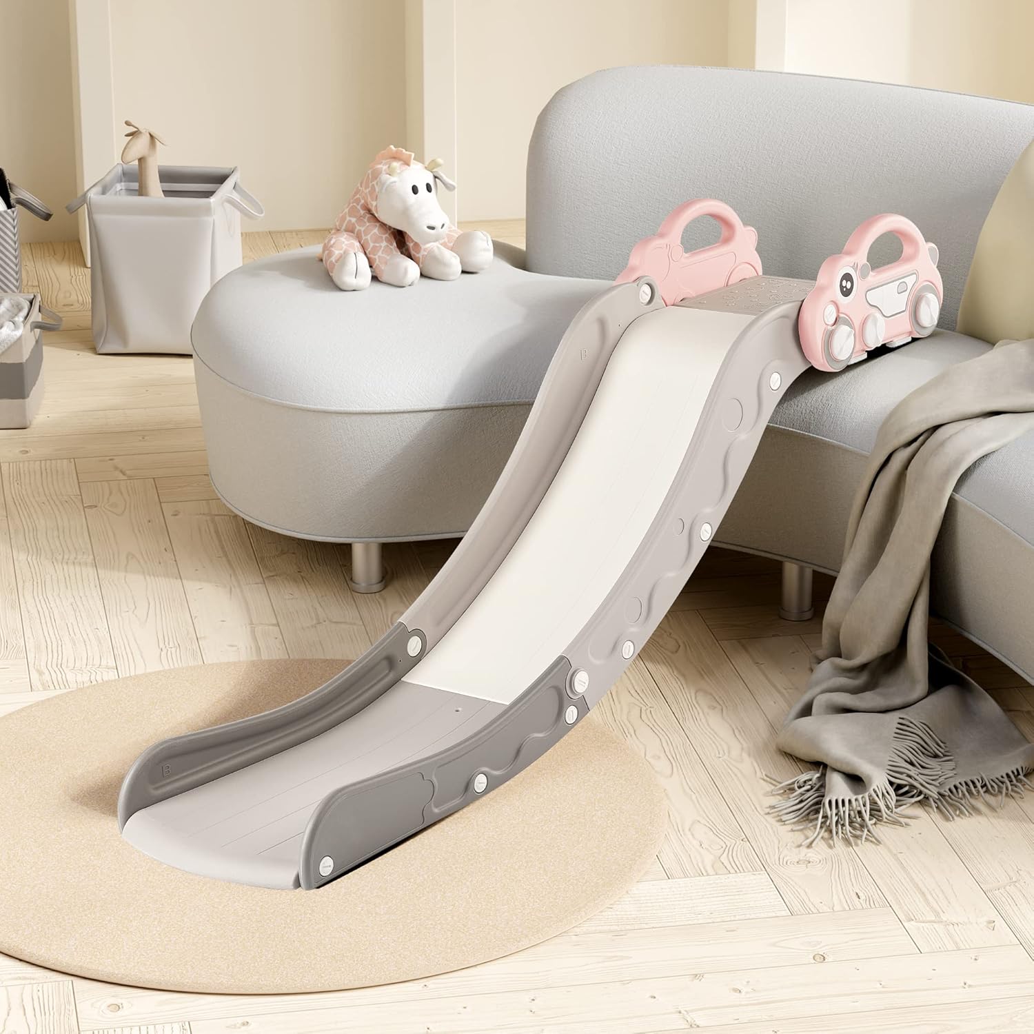 Indoor Kids Baby Couch Slide for Toddlers with Fun Car Design