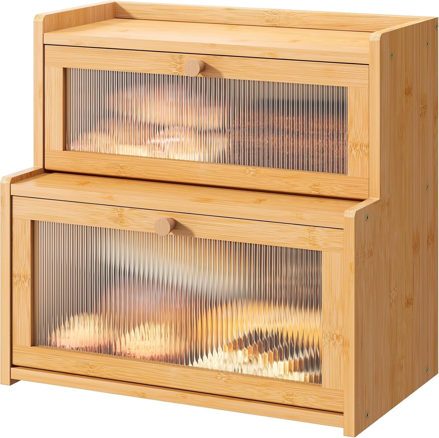 FILWH Bread Box for Kitchen Countertop - Large Double Layer Storage
