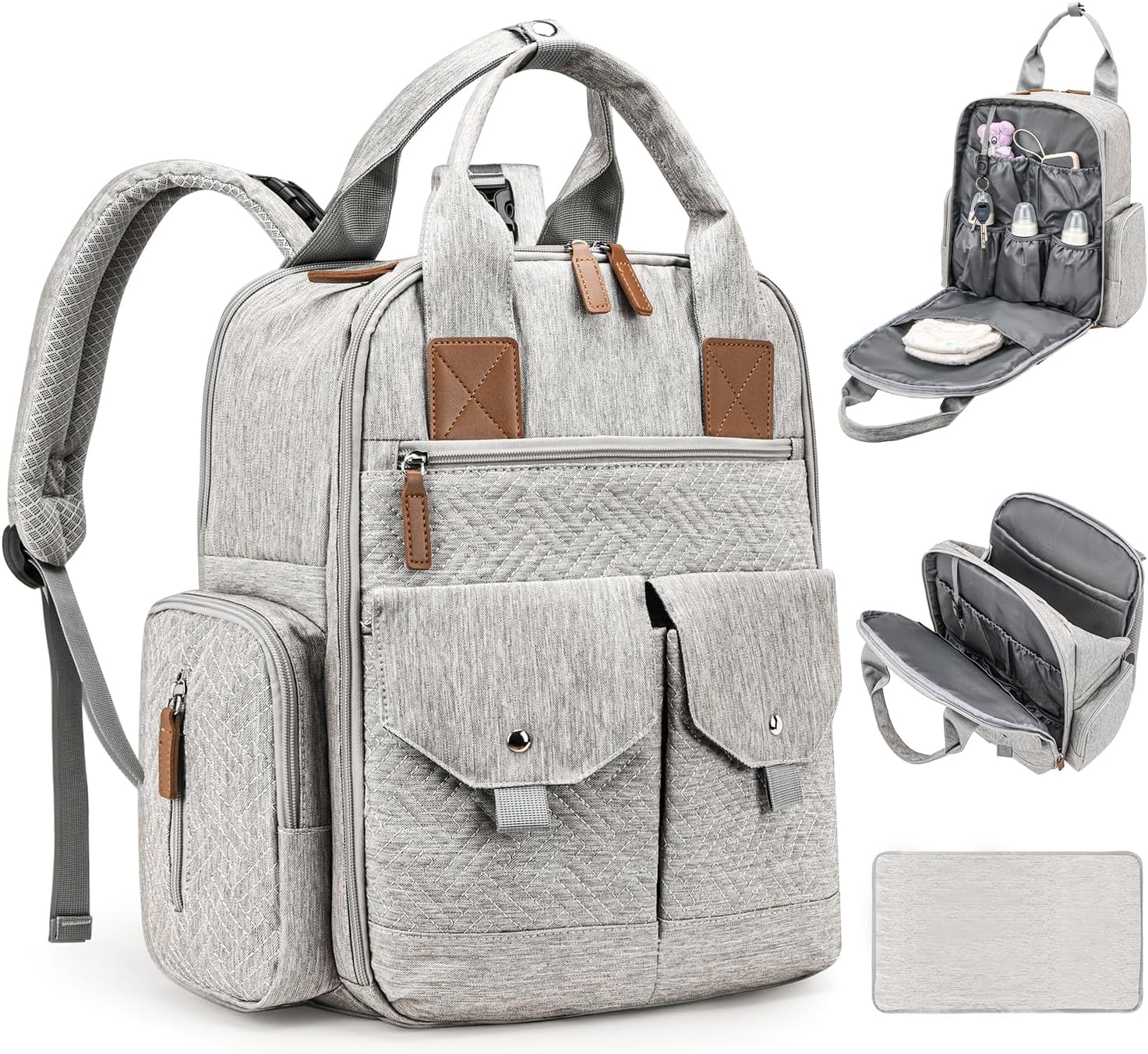 Large Diaper Bag Backpack with Portable Changing Pad for Parents