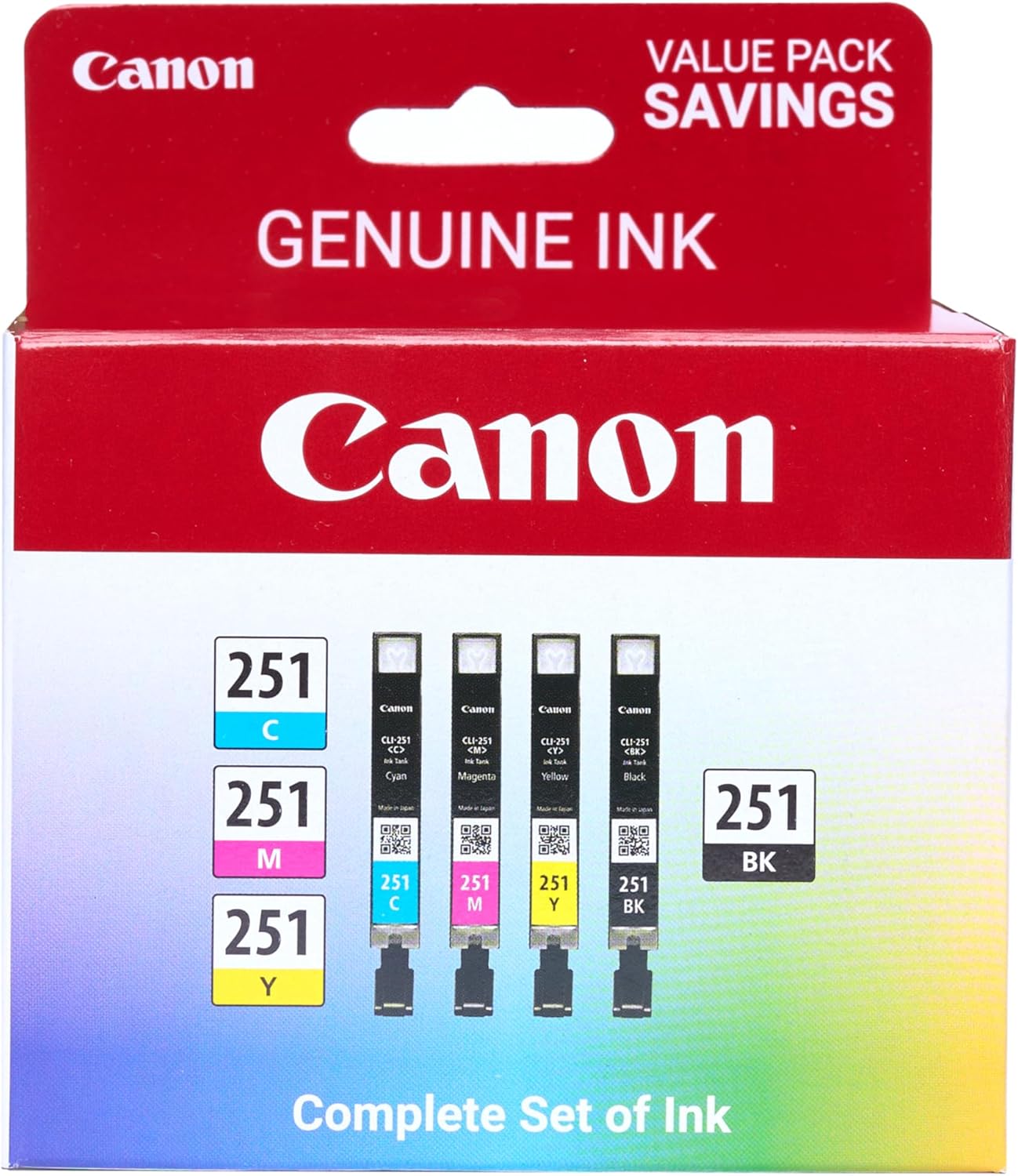 Canon CLI-251 BK/CMY 4PK for Exceptional Photo Quality Prints