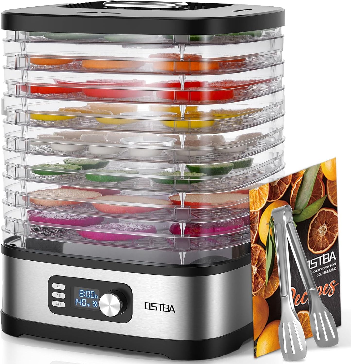 OSTBA 8-Tray Food Dehydrator with Timer & Temp Control Features