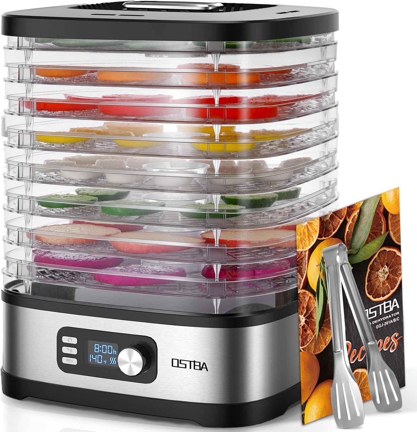 OSTBA 8-Tray Food Dehydrator with Timer & Temp Control Features