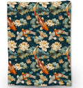 Koi Fish Blanket Soft Flannel Lotus Throw Blanket - Cozy Lightweight