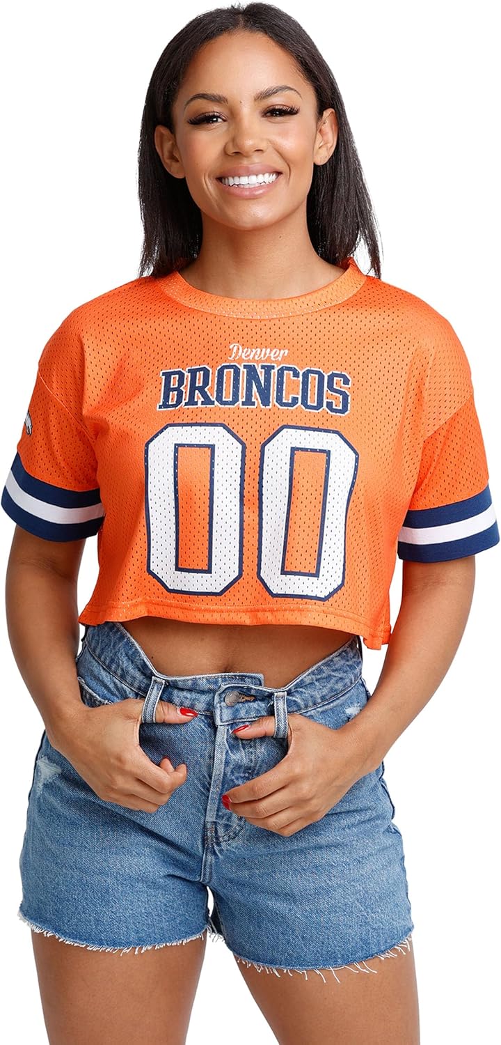 FOCO Women's NFL Ladies Fashion Gameday Jersey Mesh Crop Top