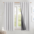 NICETOWN 100% Blackout Curtains with Grey Liner - Farmhouse Linen
