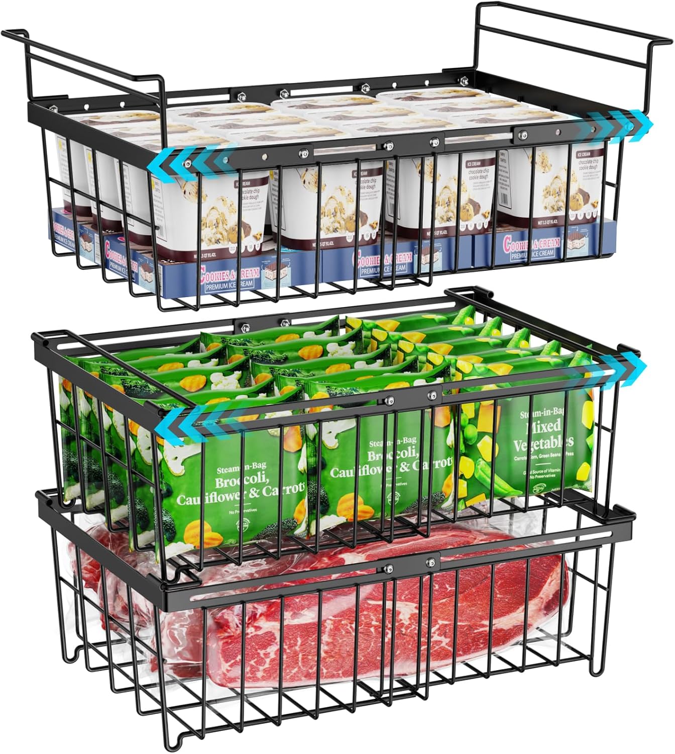 iSPECLE Deep Freezer Organizer Bins for Efficient Storage