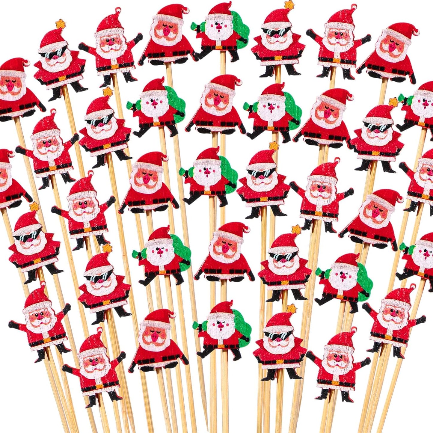 Bamboo Christmas Cocktail Picks - Festive Appetizer Skewers