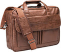 Seyfocnia Men's Business Travel Briefcase Leather Messenger Bag