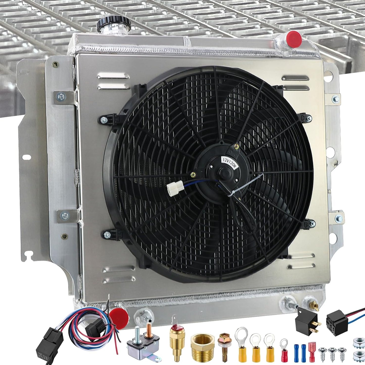 Radiator for Jeep Wrangler 1987-2006 with 16 Inch Fan Kit