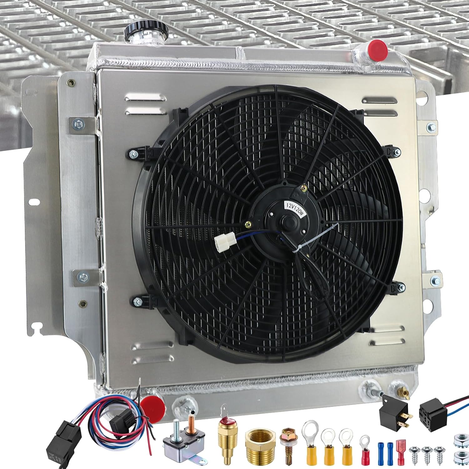 Radiator for Jeep Wrangler 1987-2006 with 16 Inch Fan Kit
