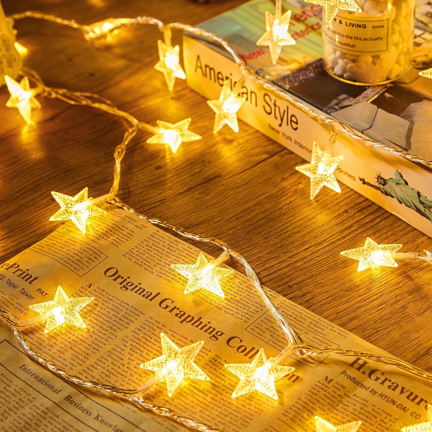 Minetom 17 ft Star String Lights - Waterproof Fairy Lights with Timer