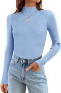 ZESICA Women's 2025 Fall Turtleneck Ribbed Knit Sweater - Slim Fit