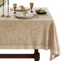 French Linen Tablecloth Rectangular Vintage Floral Beige - Waterproof