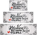 White Kitchen Mats 3 Piece Set - Cushioned Anti-Slip Runner Rugs