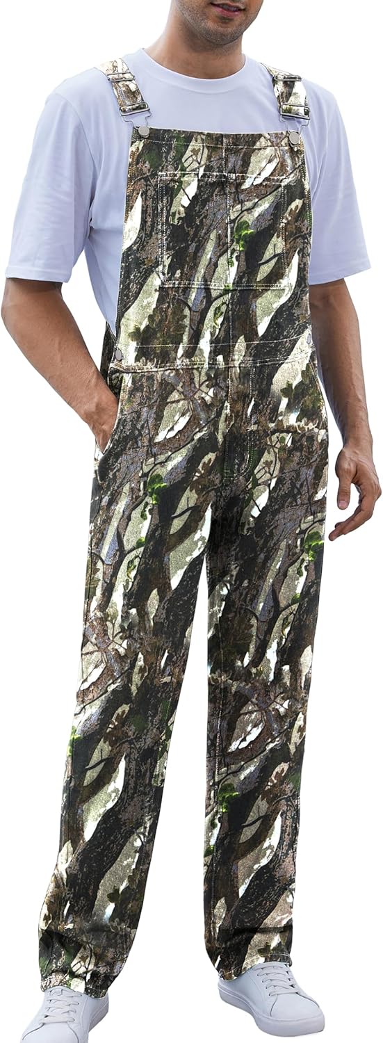 Camo Bibs Overalls for Men - Adjustable Straps Utility Coveralls