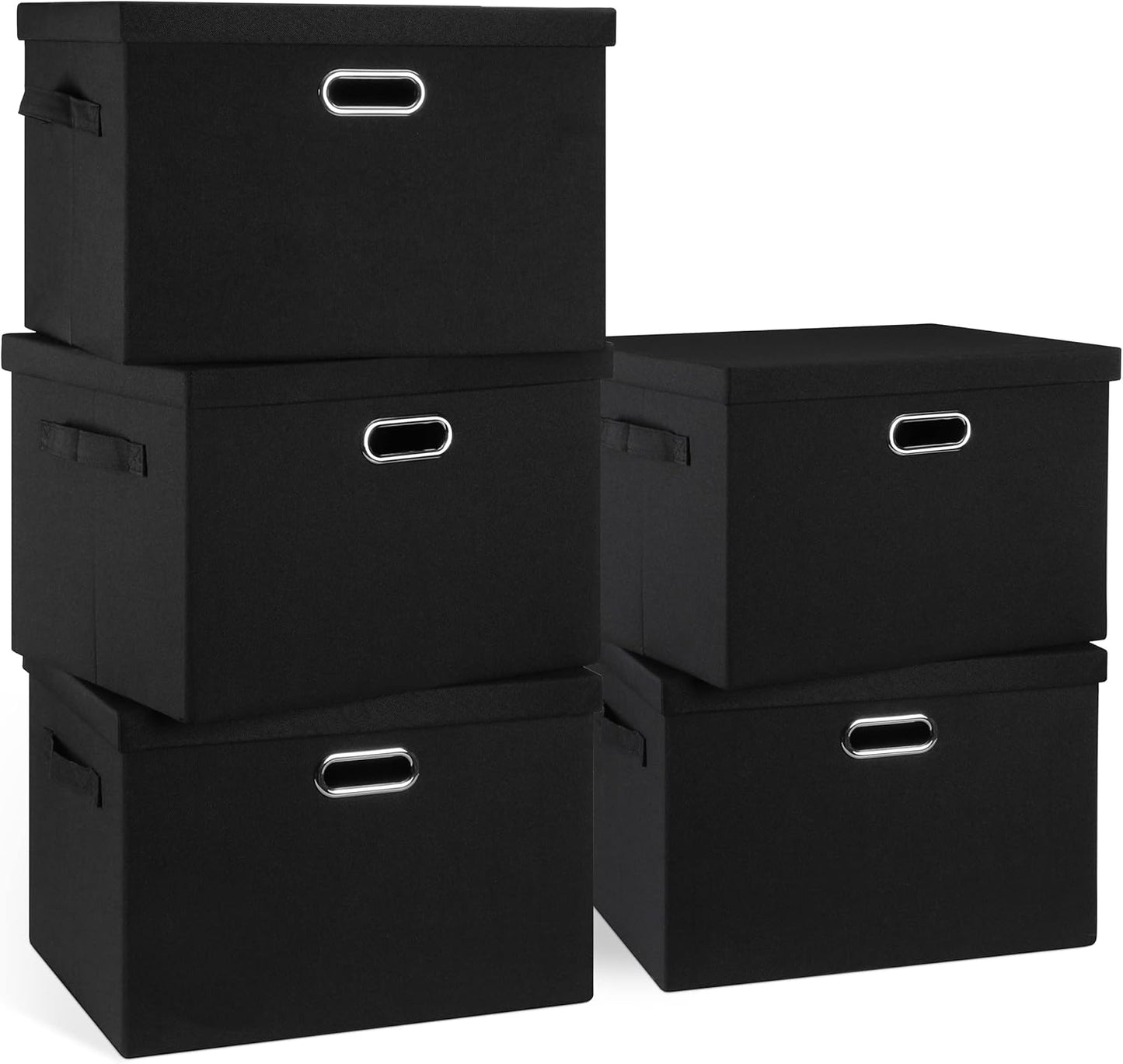 Large 17in Collapsible Storage Bins with Lids for Organizing