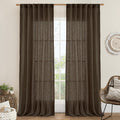 LAMIT Linen Curtains 90 in Dark Brown - Light Filtering Farmhouse